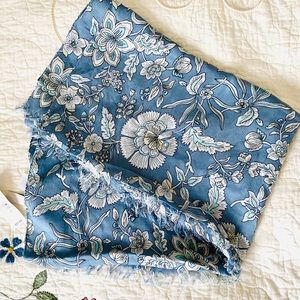 NWT Loft Blue Floral Scarf with Fringe